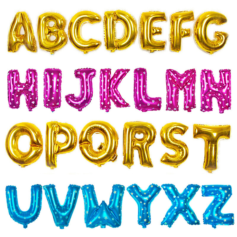 16-inch English letter aluminum film balloon wedding ceremony birthday party decoration shopping mall layout aluminum foil balloon bright gold