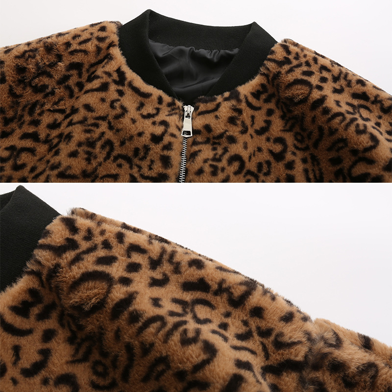 Abrigo de Piel Sintética con Estampado de Leopardo para Mujer de Piel Sintética con Cierre para Otoño e Invierno image 5