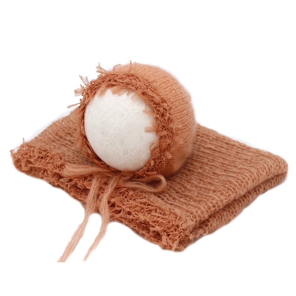 Transfronterizo nuevo recién nacido fotografía ropa bebé fotografía abrigo paño + sombrero mohair encaje envoltura hilo