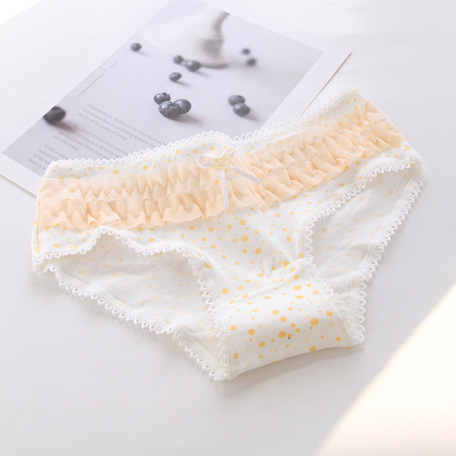 Healed milk complexion lace bow cute girl cotton mid-waist sweet student panties cotton crotch FS002