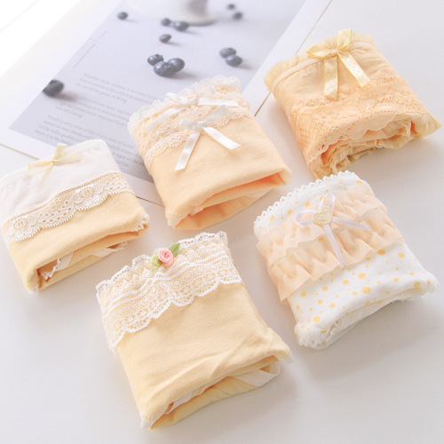 Healed milk complexion lace bow cute girl cotton mid-waist sweet student panties cotton crotch FS002