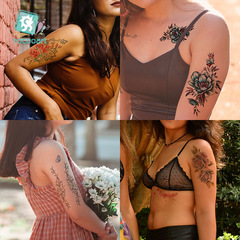 Recaron Cross-border New Waterproof Sweat Colorful Flower Arm Tattoo Sticker Sexy Clavicle Flower Tattoo Sticker