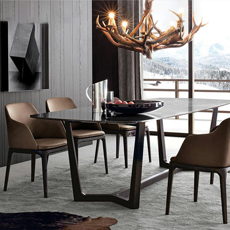 Mesa de comedor de mármol nórdico y combinación de sillas pequeño apartamento casa rectangular mesa de comedor de madera maciza simple muebles de restaurante moderno