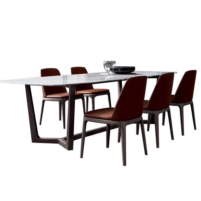 Mesa de comedor de mármol nórdico y combinación de sillas pequeño apartamento casa rectangular mesa de comedor de madera maciza simple muebles de restaurante moderno