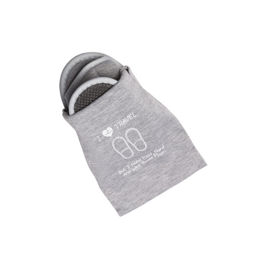Travel Portable Disposable Foldable Slippers, Hotel Cotton Slippers Printed for Both Men and Women, Indoor Black and Gray