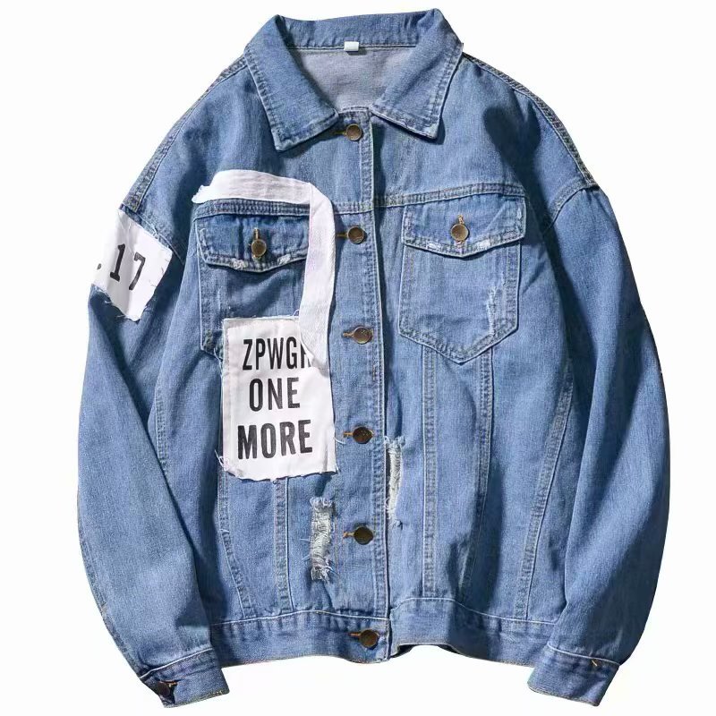 TikTok transmisión en vivo calidad marca de moda ins estilo de Hong Kong Chaqueta de mezclilla abrigo de mezclilla de celebridad de Internet para hombres Primavera y otoño