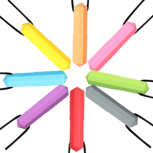 Octagonal gemstone silicone teether baby chewing pencil cap molar stick children's pen set toy chewing glue wholesale