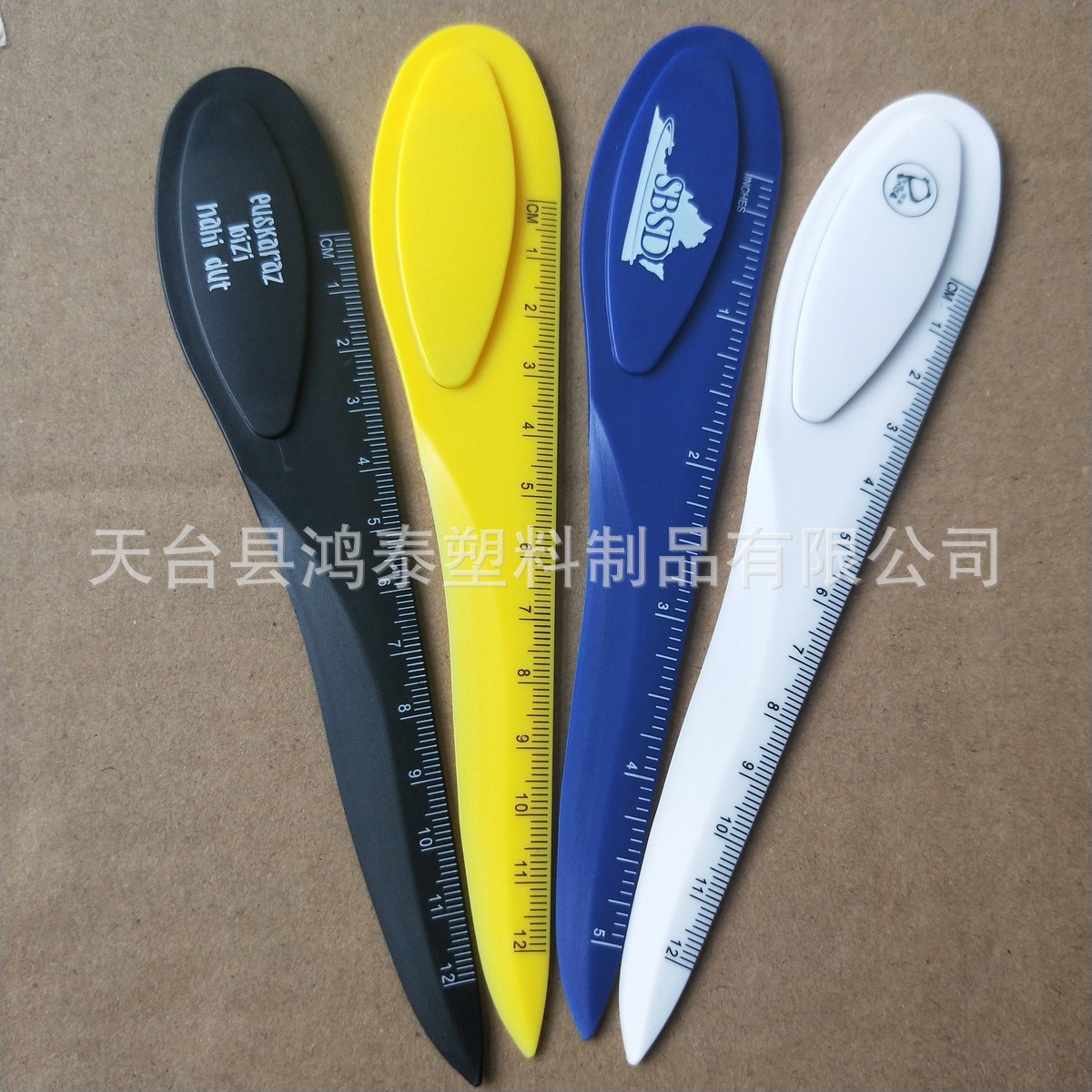 可印Logo 带夹子功能直尺书签  刀型直尺 塑料刻度开信刀书签尺
