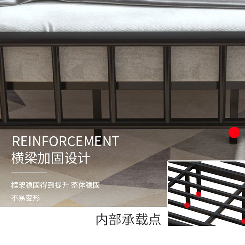 Cama de hierro nórdica individual y doble apartamento hotel dormitorio cama metálica