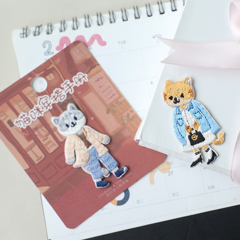 卡通猫咪布贴时尚刺绣补丁贴图案贴布衣服裤子包包装饰破洞修补贴