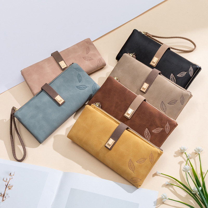 Cartera larga para mujer Hopper* de Amazon, estilo europeo y americano retro, con hebilla plegable, bolso multifuncional para teléfono móvil.