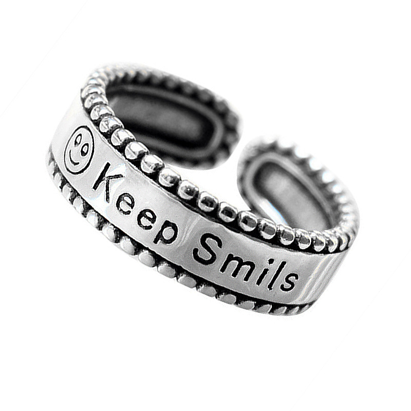 レトロなアルファベットの指輪の組み合わせins韓東大門ヒップホップはs 925銀の英語の指輪の対外貿易の卸売りをめっきします。