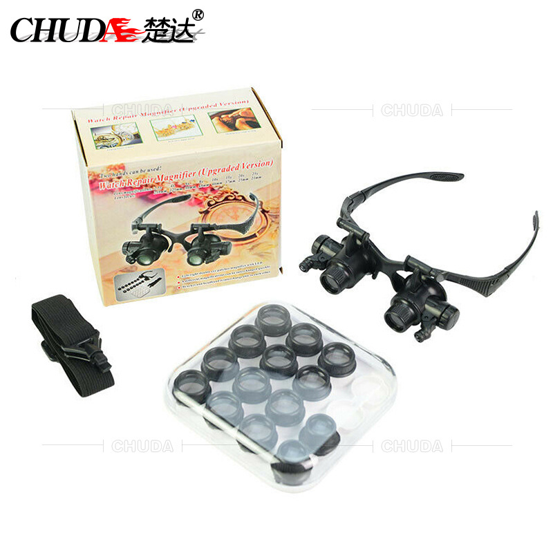 Chuda eight groups of 16 lens glasses watch professional repair small movement led magnifying glass 9892G8KX 2