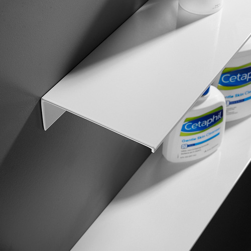 Black No-Drill Bathroom Shelf, Bathroom Vanity Organizer, Simple Bathroom Shower Gel Rack, Wall-Mounted Trays, Bathroom Storage