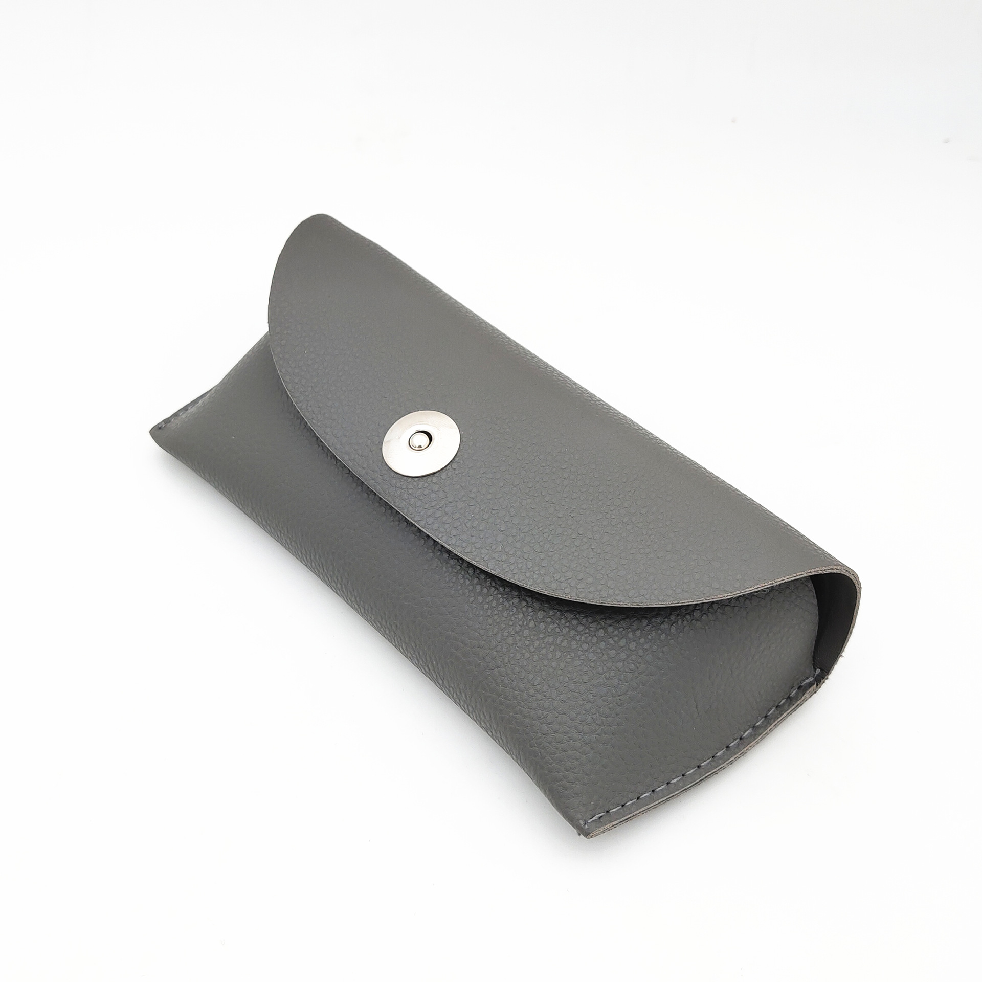 Se puede combinar con gafas de sol, disponible para dropshipping, estuche triangular magnético, estuche para gafas de cuero con diseño de lichi, montura para gafas.