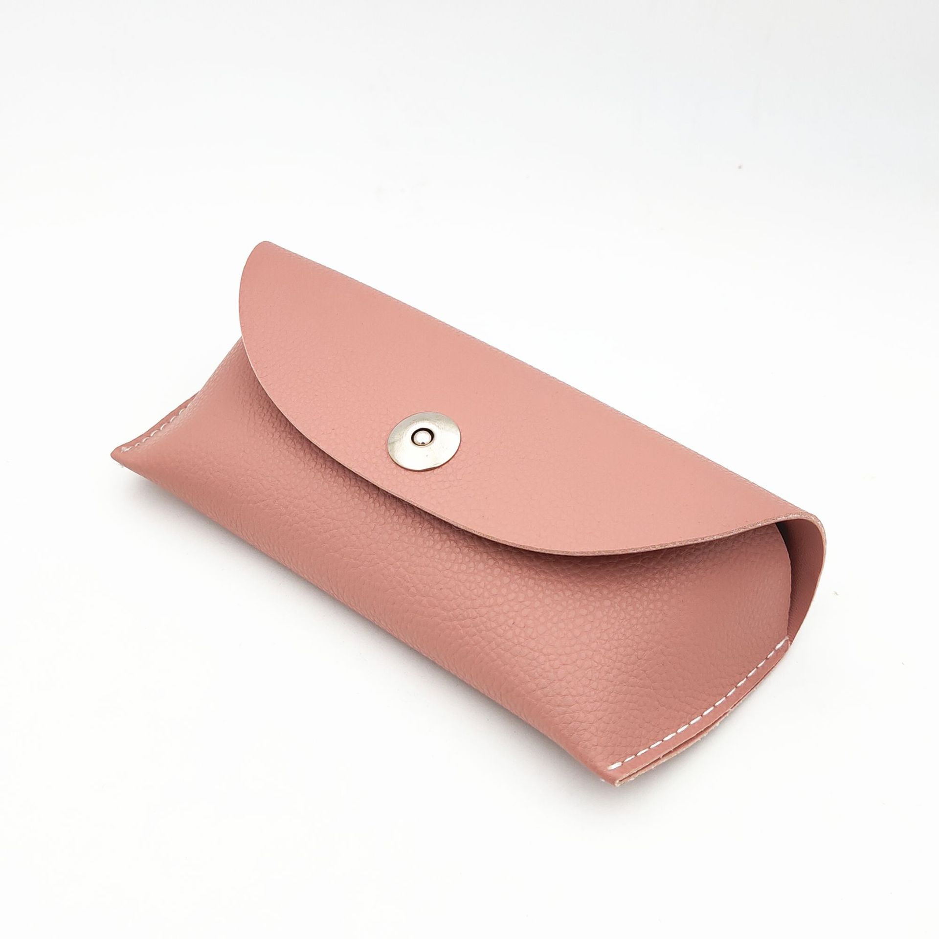 Se puede combinar con gafas de sol, disponible para dropshipping, estuche triangular magnético, estuche para gafas de cuero con diseño de lichi, montura para gafas.