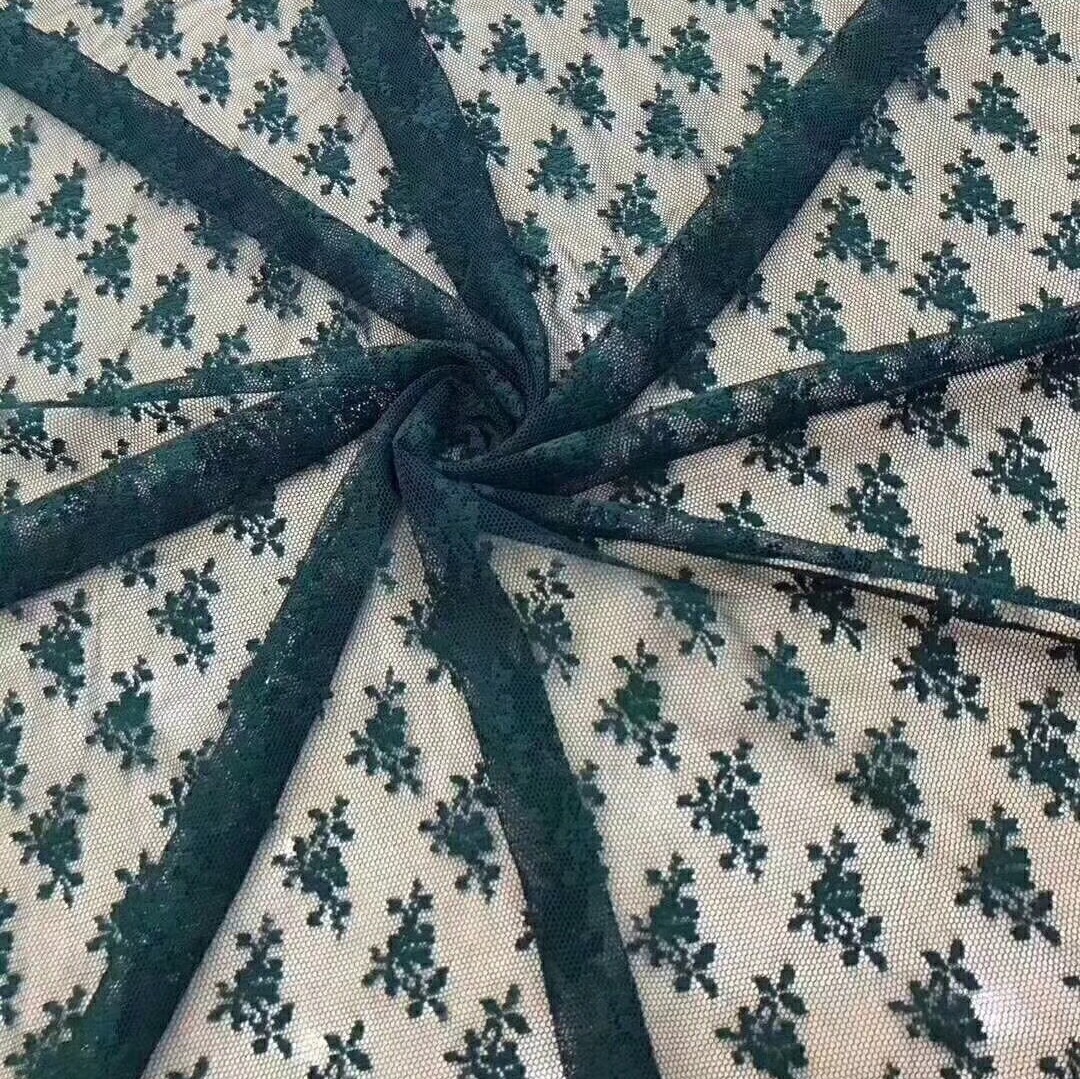 En stock tela de malla de encaje de poliéster no elástico de malla jacquard pequeña tela floral Lolita Hanfu base al por mayor