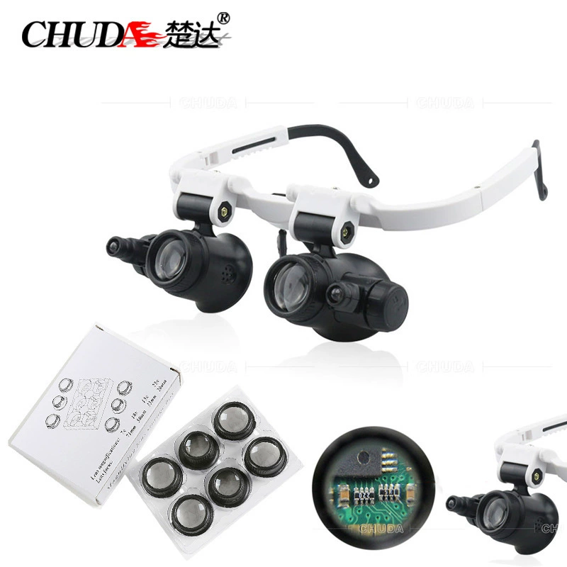 Глаза Chuda носят светодиодное увеличительное стекло Нефритовый орех с микрорезьбой 4 группы линз для замены ремонта мощных часов мобильного телефона высокой четкости
