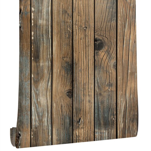 Thickened retro 3D three-dimensional simulated wood board wood grain sticker PVC self-adhesive imitation wood wall sticker restaurant background wall wallpaper