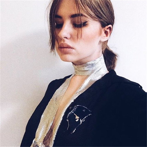European and American Amazon best-selling fashion nightclub trendy metal sequin scarf necklace women's versatile personalized scarf necklace