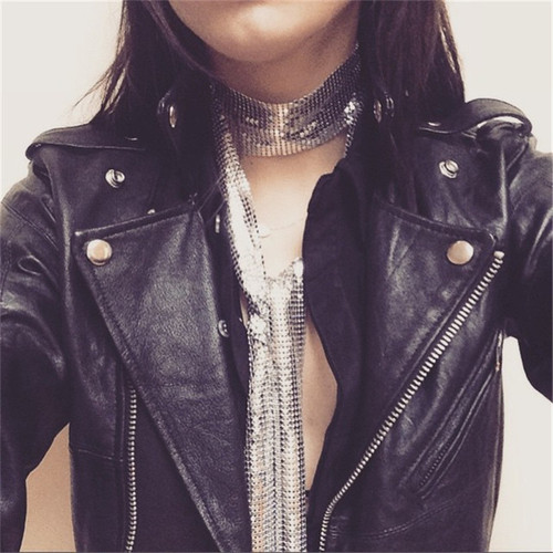 European and American Amazon best-selling fashion nightclub trendy metal sequin scarf necklace women's versatile personalized scarf necklace