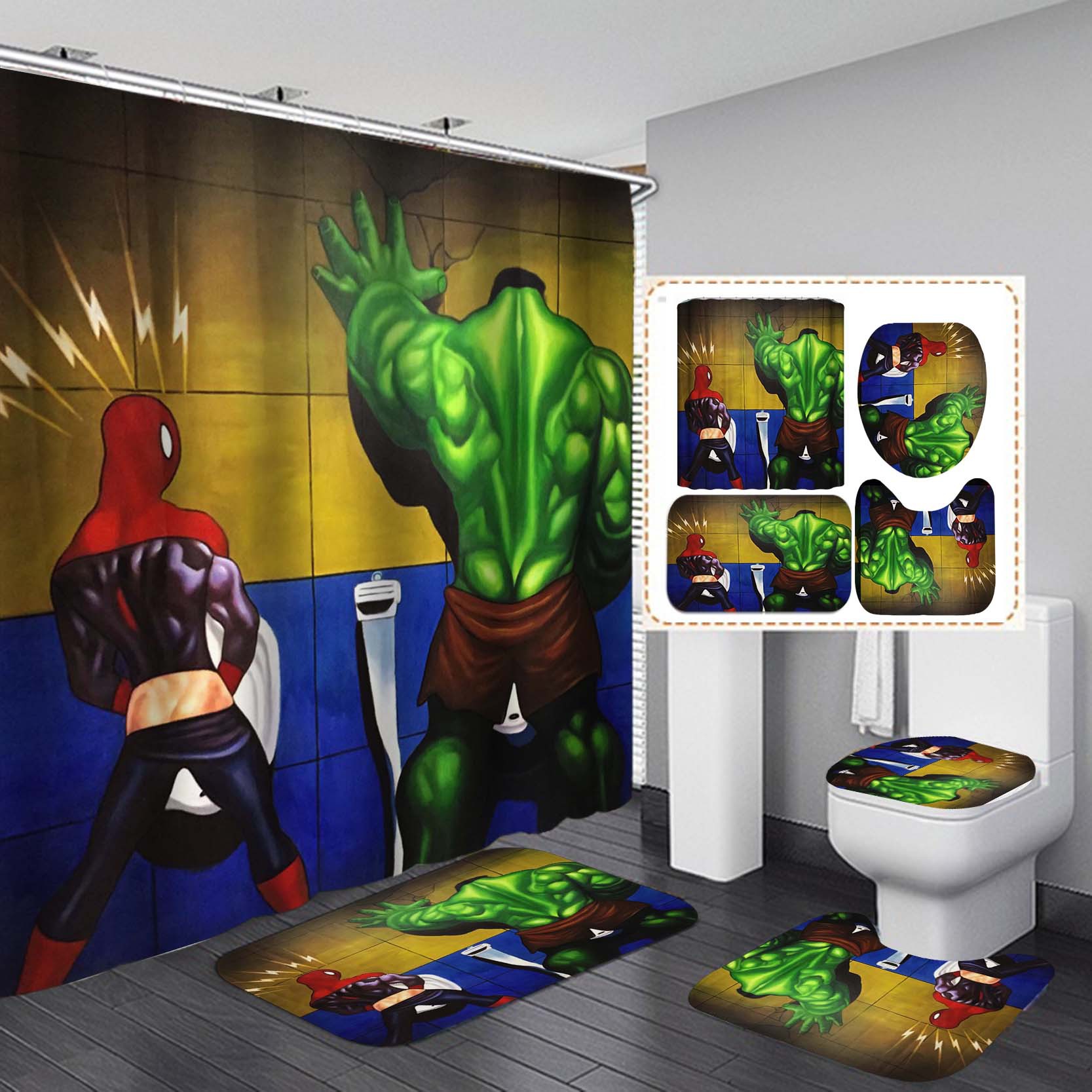 Comercio electrónico transfronterizo suministro directo de dibujos animados 3D Impresión digital impermeable baño ducha cortina fábrica suministro directo Cortina de ducha al por mayor