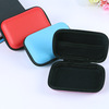 Mobile phone, charger, small handheld organizer bag, rectangular headphones, storage box, coins, wallet