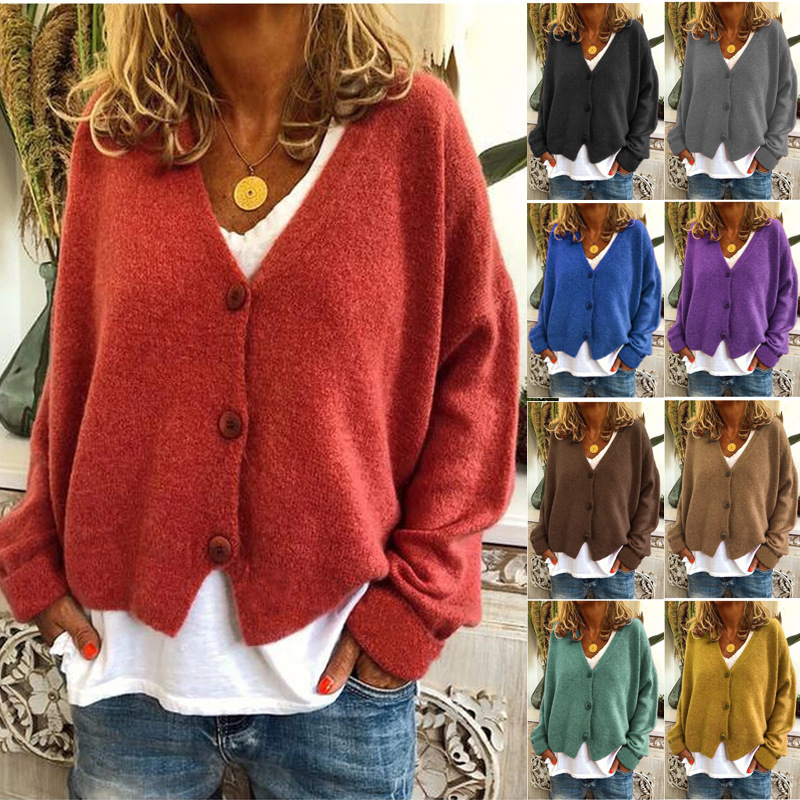 2022 Europe and the United States cross-border Women's eBay Amazon wish autumn and winter explosions casual loose sweater knitted cardigan