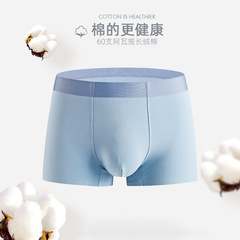 Factory wholesale 60 count Xinjiang long-staple cotton underwear men's solid color cotton seamless mulberry silk 7A antibacterial boxer shorts