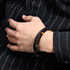 Men's organic bracelet natural stone, leather jewelry, accessory, European style