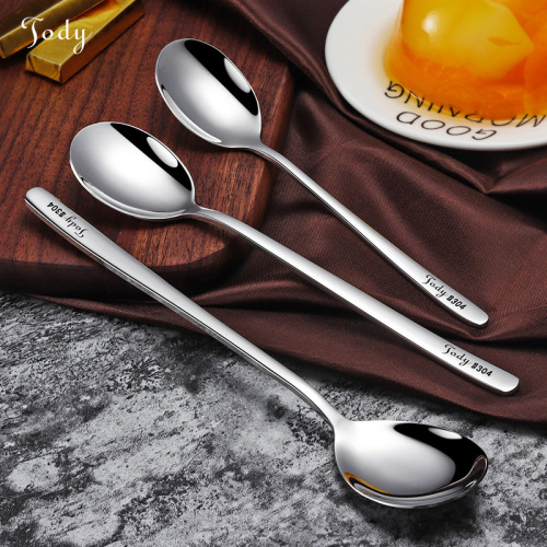 Korean-style spoon 304 stainless steel spoon, thick stirring ice spoon, coffee spoon, household dining spoon, soup spoon