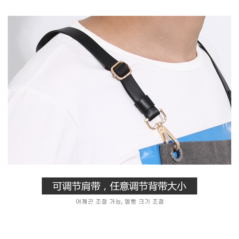 Delantal de lona grueso transfronterizo nuevo estilo coreano ropa de trabajo personalizada café amazon restaurante barbero delantal hombre image 5