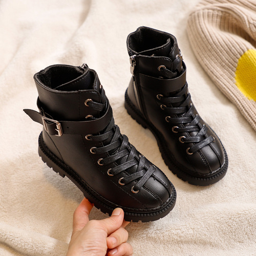 Children's shoes, girls' boots, autumn and winter side zipper boots, boys' snow boots, children's leather boots, autumn and winter boots wholesale