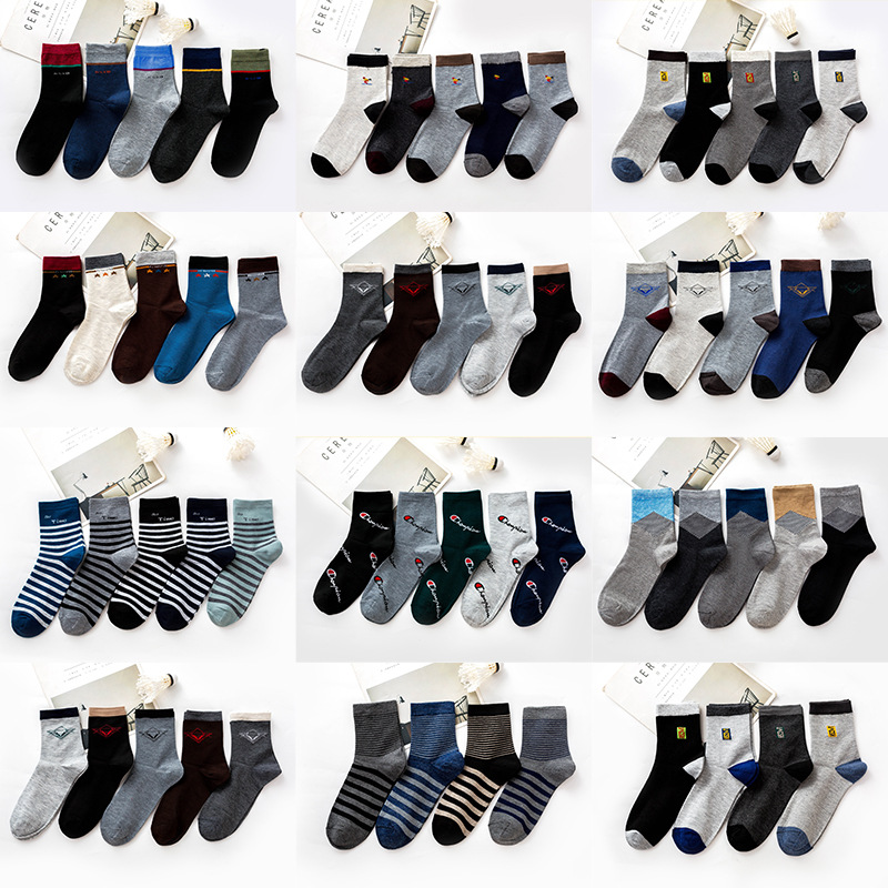 Calcetines de hombre de color sólido a media pantorrilla Otoño e Invierno calcetines de algodón calcetines cálidos ocasionales transpirables calcetines adultos absorbentes de sudor entrega de una pieza