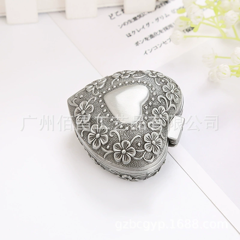 Сердцевидная металлическая коробка для хранения PC-2001S/P, цинковый сплав, 6×6×3.2 см, античная жестяная отделка