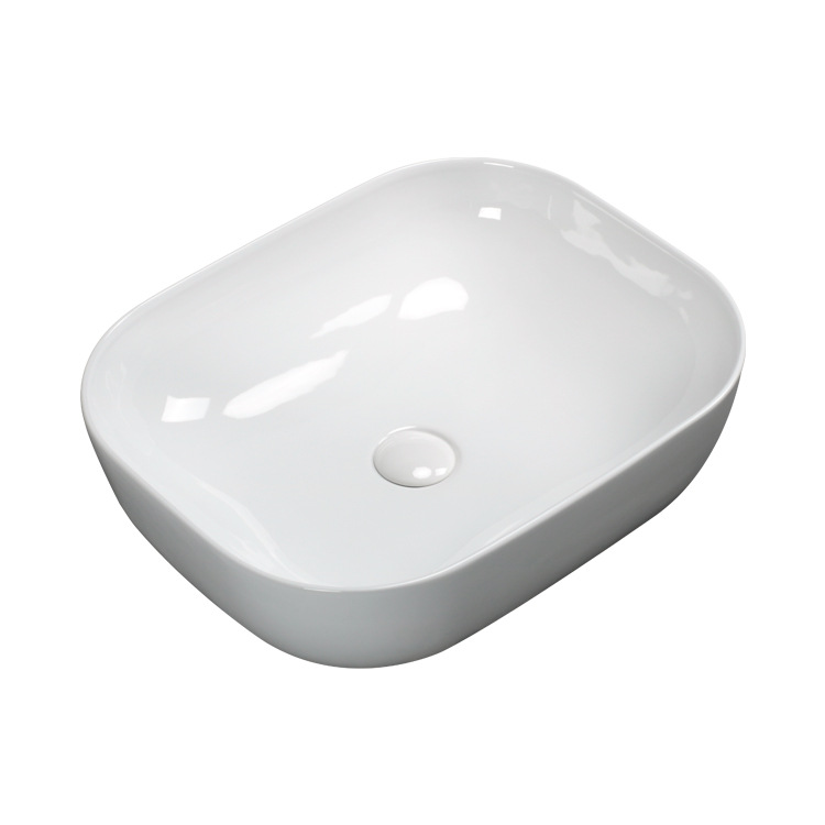 Lavabo Hengying, lavabo artístico de cerámica blanca, cuadrado con esquinas redondeadas, estilo nórdico simple y elegante, fabricante, para apartamentos pequeños