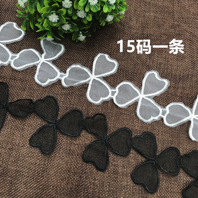 厂家直销 新款精致 网布刺绣小清新花边 服装辅料花朵现货供应