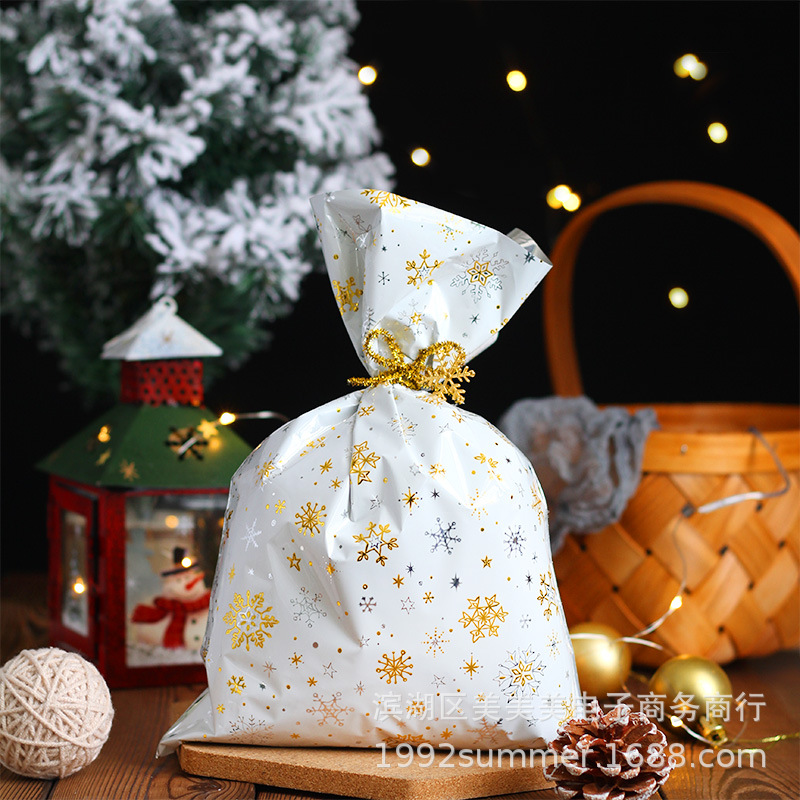 金色雪花 糖果饼干包装袋 雪花酥 牛轧饼 玛德琳束口袋子