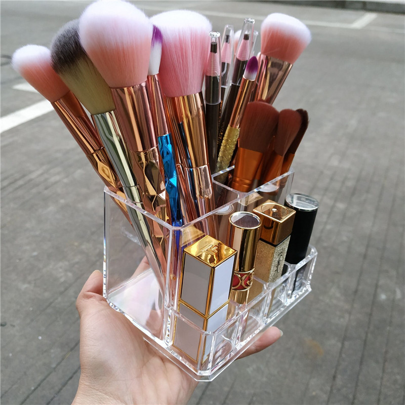 Acrylic transparent cosmetic storage box tattoo lip gloss lipstick holder jewelry Crystal desktop storage box brush tube