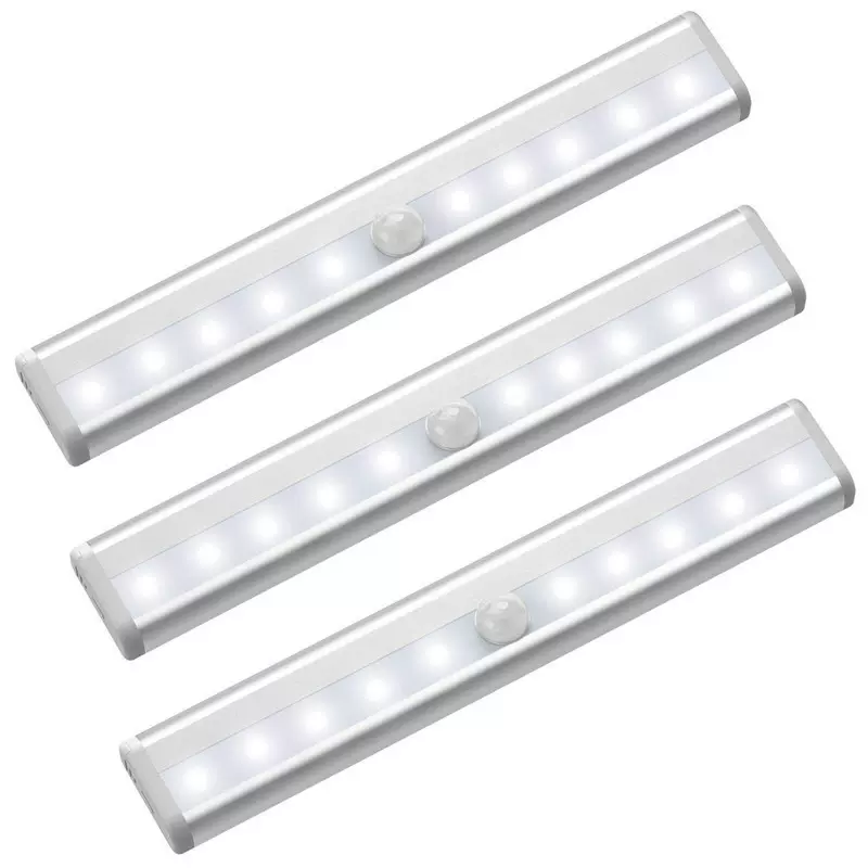 10LED人体自动感应灯小夜灯外贸铝条LED楼道灯电池款橱柜灯衣柜灯