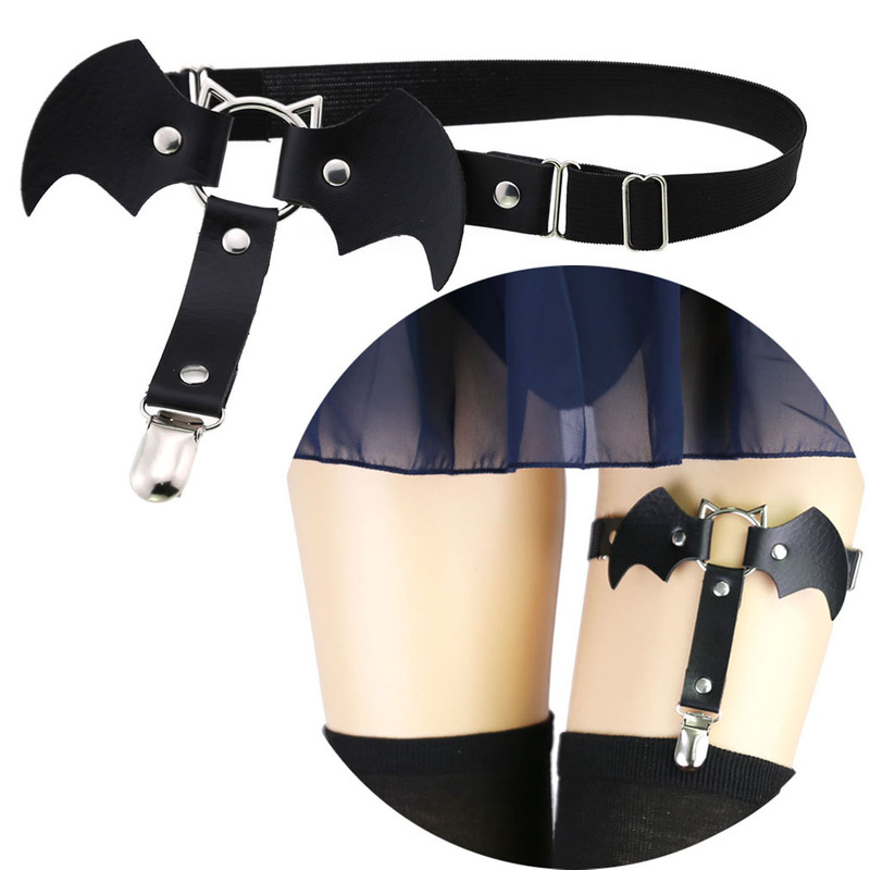 European and American Punk Style Rock Bat Pu Leather Garter Hip-Hop Nightclub Bar Sexy Leg Ring Anklet Garter Clip