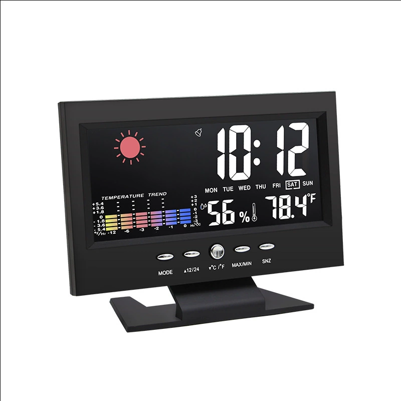 Cross -border large -screen meteorological clock 8082t Weather clock color screen display temperature and humidity household voice control electronic alarm clock