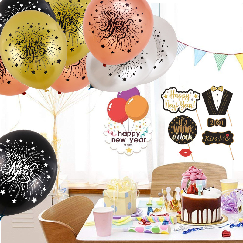 Globos de Látex de Año Nuevo 2025 con Impresión de Feliz Año Nuevo para Centros Comerciales, Decoración de Reuniones Anuales de Año Nuevo, Decoración de Año Nuevo