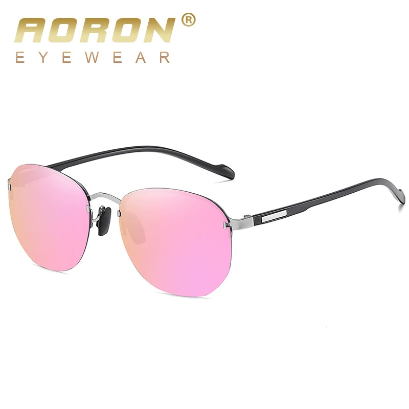 Новые модные polarized солнечные очки AORON круглой формы без оправы Prince TR legs A608