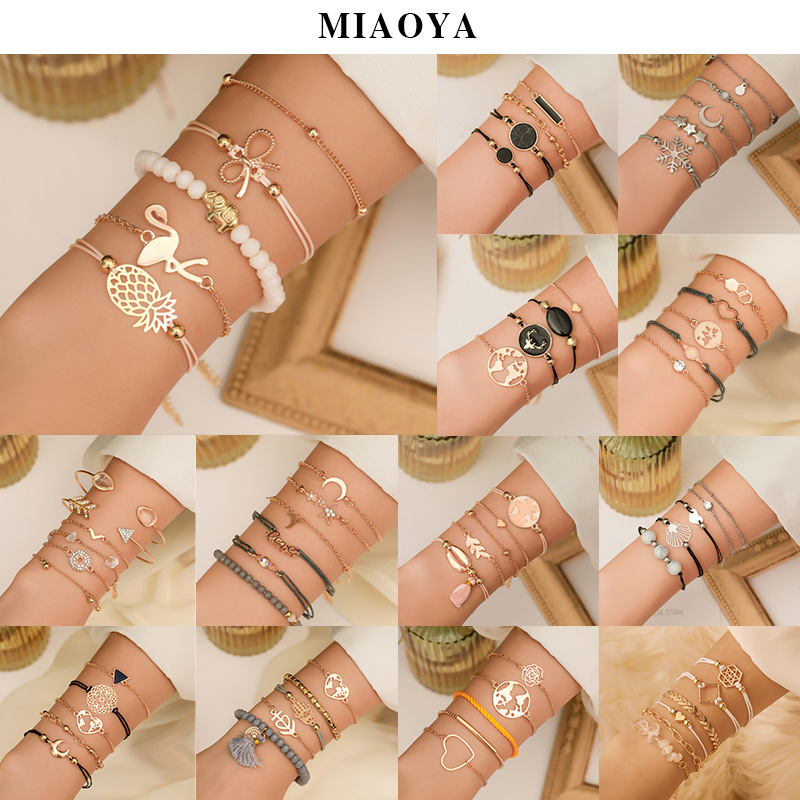 Cross-border hot selling set bracelet geometric map beaded bracelet National style shell tassel bracelet manufacturers spot