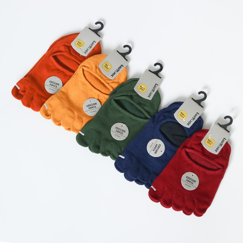 Tanfei verano malla de color sólido calcetines de cinco dedos calcetines de algodón ultrafinos invisibles de los hombres calcetines de los hombres venta directa de fábrica al por mayor