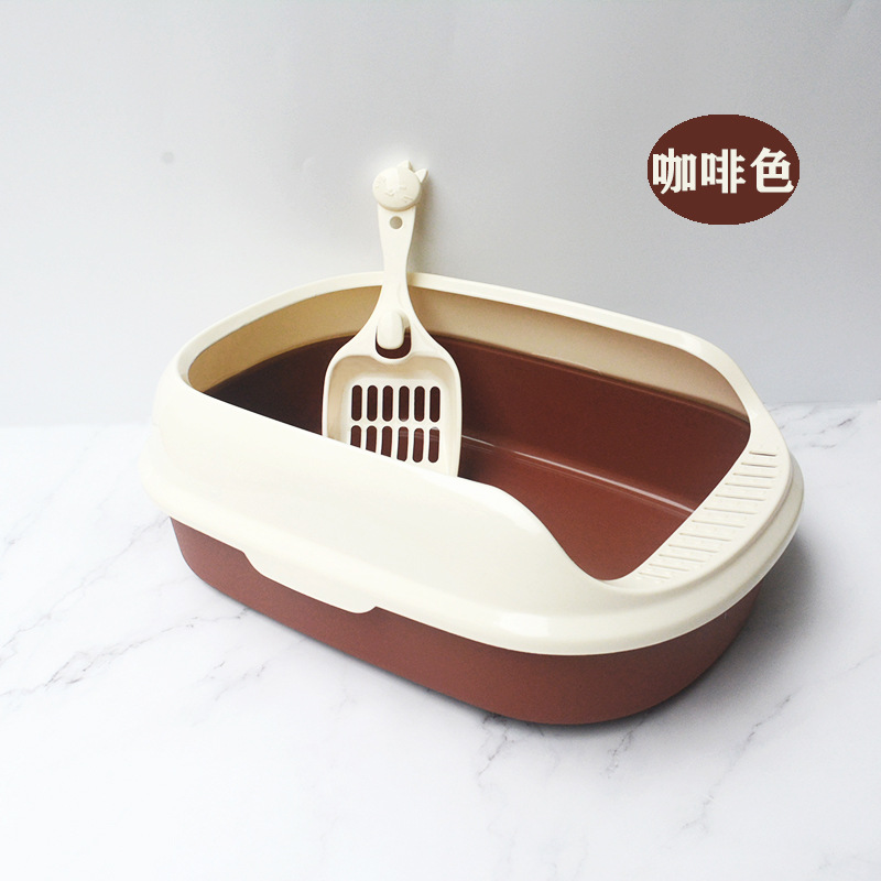 Caja de arena para gatos semi-cerrada gato inodoro anti-salpicaduras tamaño pequeño caja de arena para gatos gratis pala de arena para gatos suministros de limpieza para gatos al por mayor