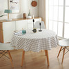 Nordic INS style simple cotton and linen round tablecloth wholesale grid geometric stamp table cloth tablet burst tablecloth