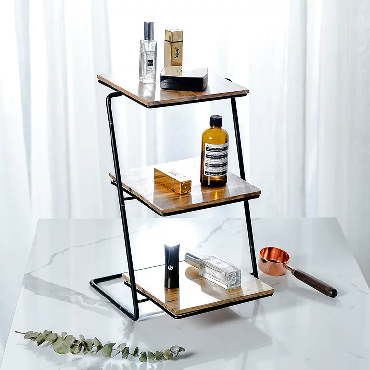 Заводская прямой продажа трехслойная десертная pan Nordic Creative Iron Acacia Cake Shelf Multi-layer Fruit Settings Desk