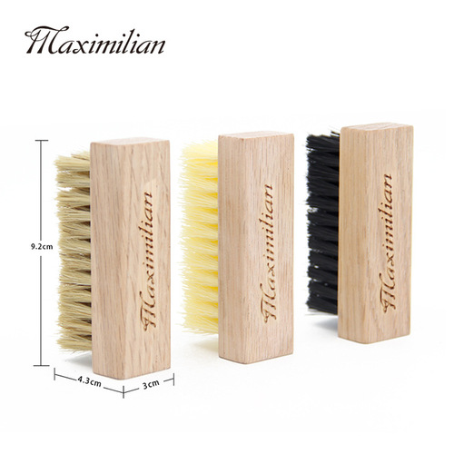 Wooden pig hair shoe brush pig bristle wooden handle sports shoe leather shoe brush soft bristle brush PP silk brush household cleaning and dust removal